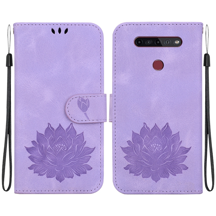 For LG K41S K51S Lotus Embossed Leather Phone Case(Purple)