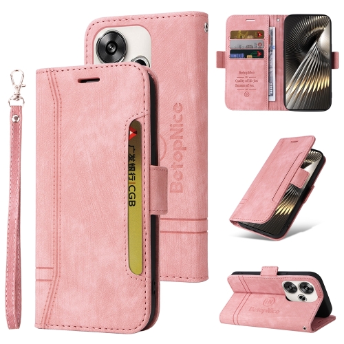 

For Xiaomi Poco F6 BETOPNICE Dual-side Buckle Leather Phone Case(Pink)