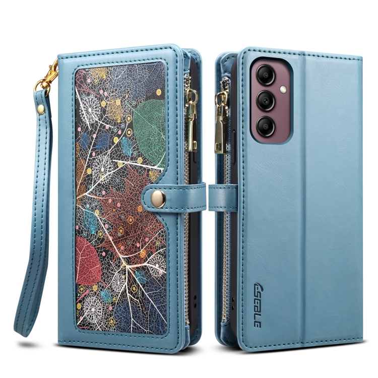 

For Samsung Galaxy S25+ 5G ESEBLE Star Series Lanyard Zipper Wallet RFID Leather Case(Blue)