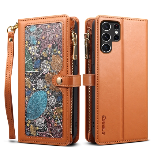 

For Samsung Galaxy S25 Ultra 5G ESEBLE Star Series Lanyard Zipper Wallet RFID Leather Case(Brown)