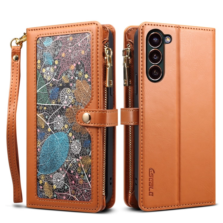 

For Samsung Galaxy S24+ 5G ESEBLE Star Series Lanyard Zipper Wallet RFID Leather Case(Brown)
