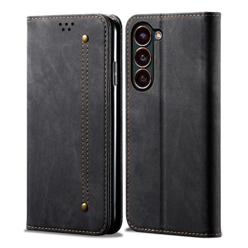 

For Samsung Galaxy S24+ 5G Denim Texture Casual Style Horizontal Flip Leather Case(Black)