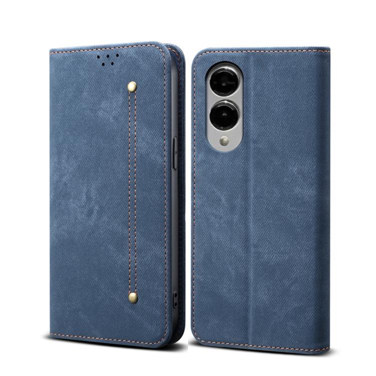 

For Samsung Galaxy S25 Edge 5G Denim Texture Casual Style Horizontal Flip Leather Case(Blue)