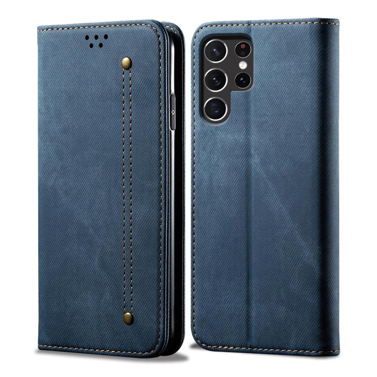 

For Samsung Galaxy S26 Ultra 5G Denim Texture Casual Style Horizontal Flip Leather Case(Blue)