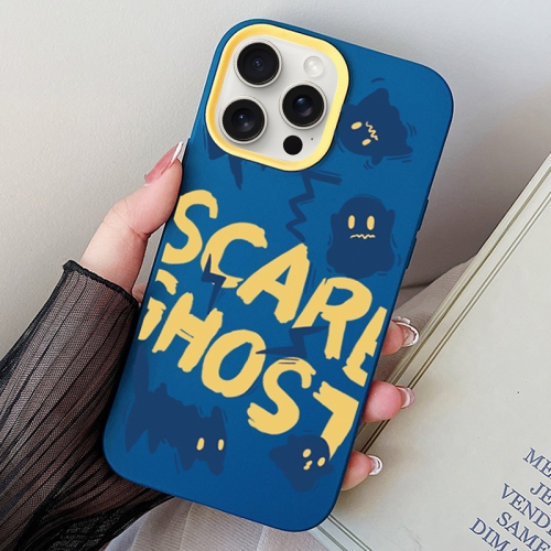 

For iPhone 15 Pro Max Scared Ghost PC Hybrid TPU Phone Case(Royal Blue)