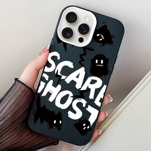 

For iPhone 15 Pro Scared Ghost PC Hybrid TPU Phone Case(Black)