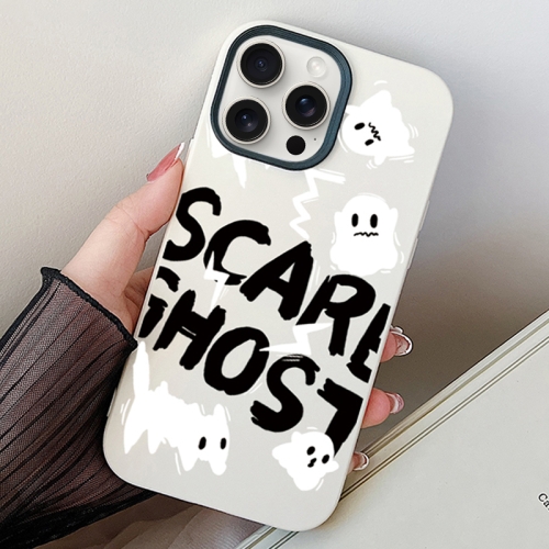

For iPhone 15 Pro Scared Ghost PC Hybrid TPU Phone Case(White)