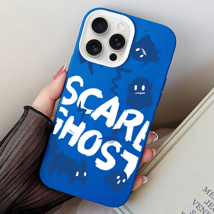

For iPhone 15 Pro Scared Ghost PC Hybrid TPU Phone Case(Blue)