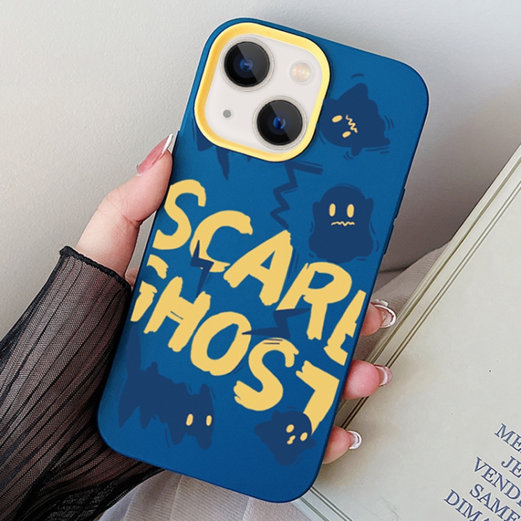 

For iPhone 15 Scared Ghost PC Hybrid TPU Phone Case(Royal Blue)
