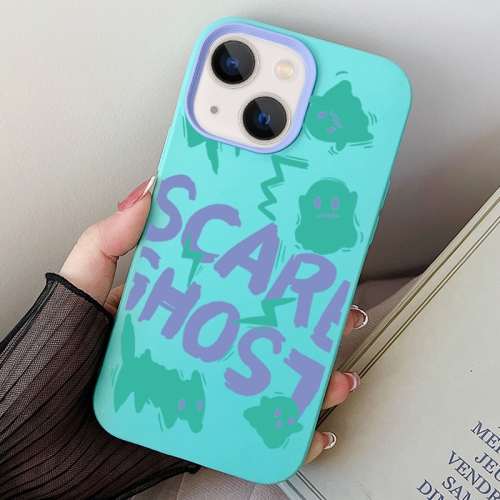 

For iPhone 15 Scared Ghost PC Hybrid TPU Phone Case(Sky Cyan)