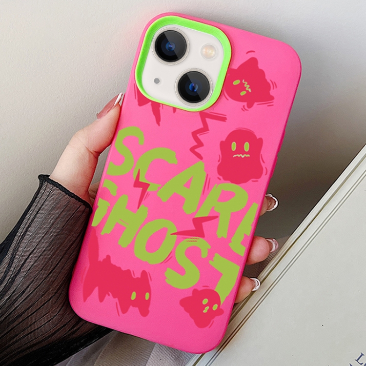 

For iPhone 14 Scared Ghost PC Hybrid TPU Phone Case(Rose Red)