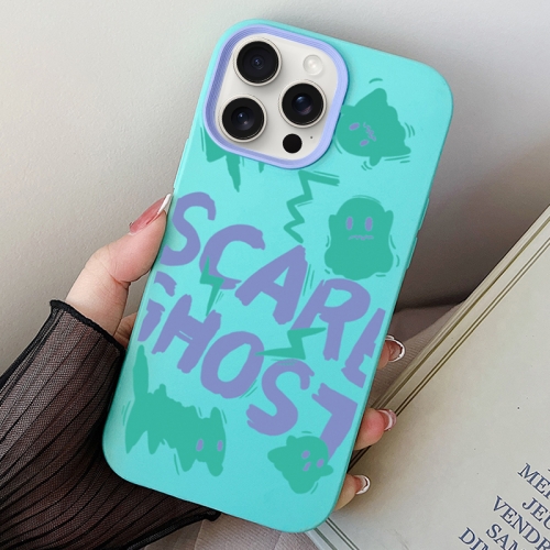 

For iPhone 14 Pro Scared Ghost PC Hybrid TPU Phone Case(Sky Cyan)