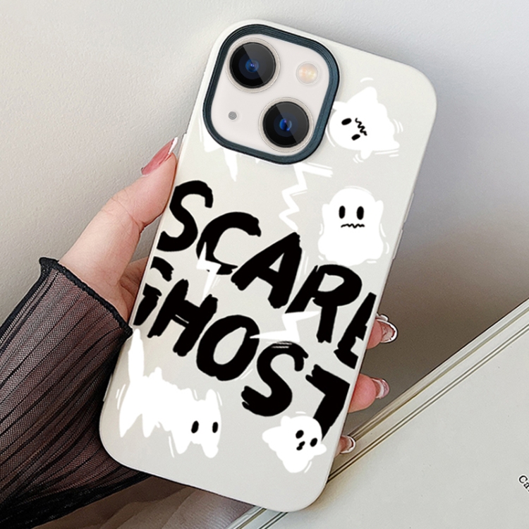 

For iPhone 13 mini Scared Ghost PC Hybrid TPU Phone Case(White)