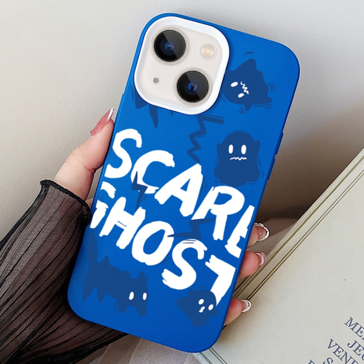

For iPhone 13 mini Scared Ghost PC Hybrid TPU Phone Case(Blue)