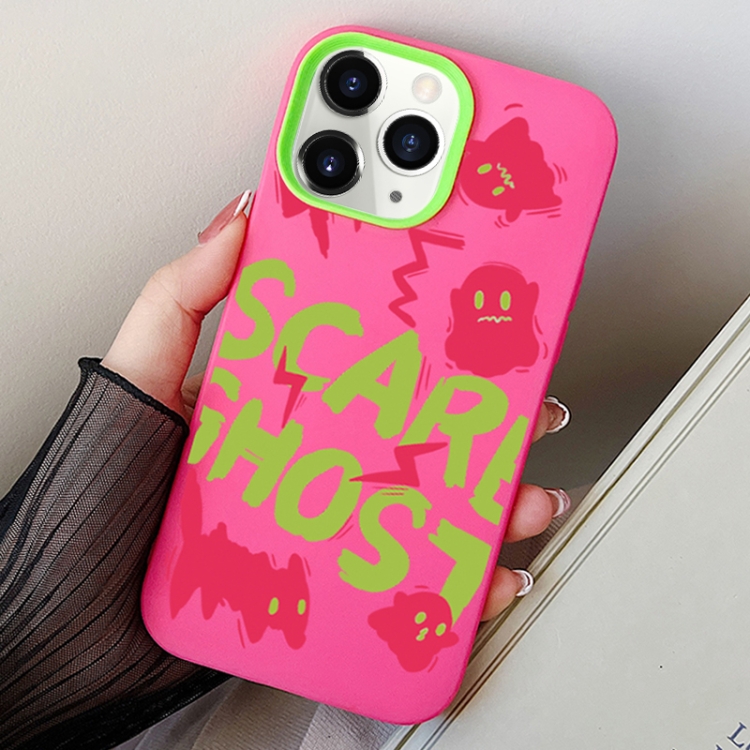 

For iPhone 11 Pro Scared Ghost PC Hybrid TPU Phone Case(Rose Red)