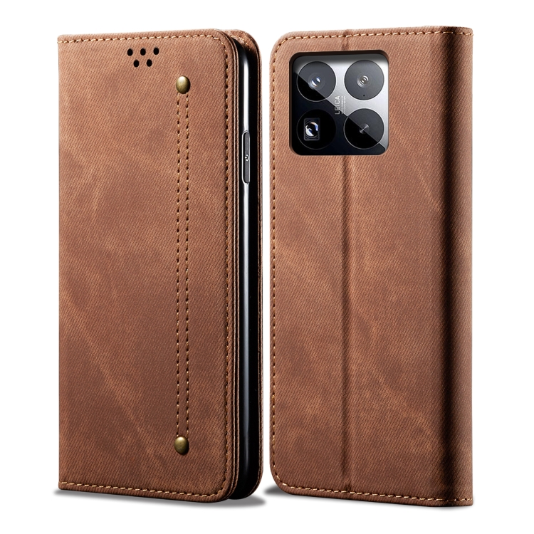 

For Xiaomi 15 Denim Texture Casual Style Horizontal Flip Leather Case(Brown)