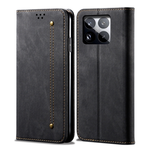 

For Xiaomi 15 Pro Denim Texture Casual Style Horizontal Flip Leather Case(Black)