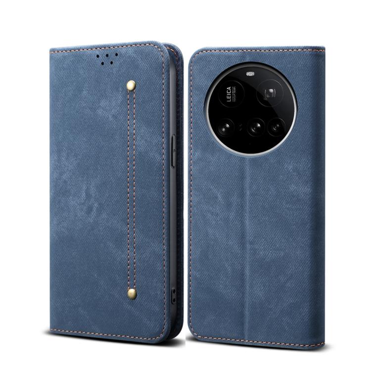 

For Xiaomi 15 Ultra Denim Texture Casual Style Horizontal Flip Leather Case(Blue)