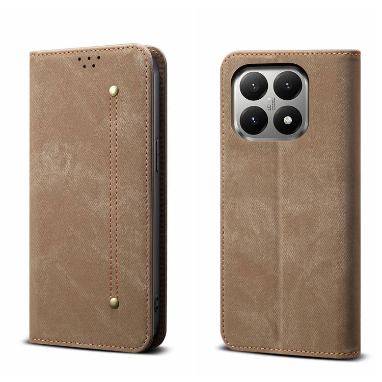 

For Xiaomi 15T 5G Denim Texture Casual Style Horizontal Flip Leather Case(Khaki)