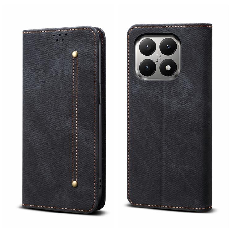 

For Xiaomi 15T 5G Denim Texture Casual Style Horizontal Flip Leather Case(Black)
