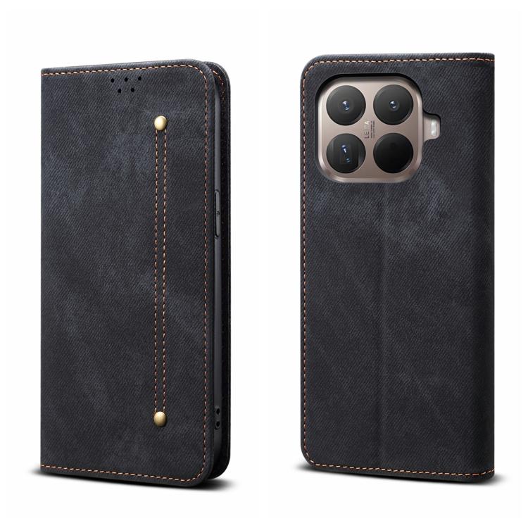 

For Xiaomi 15T Pro 5G Denim Texture Casual Style Horizontal Flip Leather Case(Black)