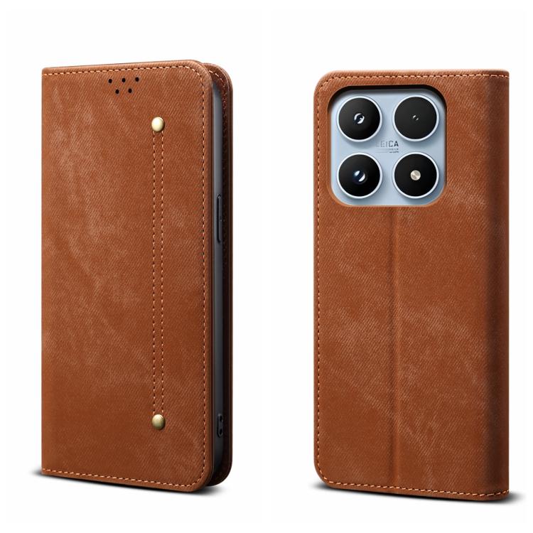 

For Xiaomi 17 Denim Texture Casual Style Horizontal Flip Leather Case(Brown)