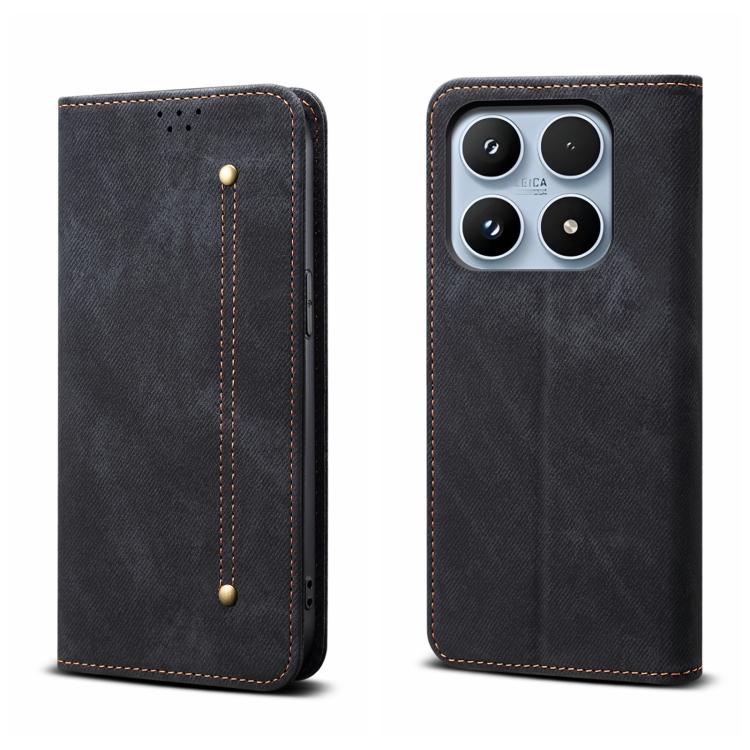 

For Xiaomi 17 Denim Texture Casual Style Horizontal Flip Leather Case(Black)