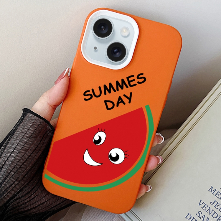 

For iPhone 15 Plus Watermelon PC Hybrid TPU Phone Case(Orange)