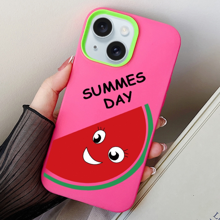 

For iPhone 15 Watermelon PC Hybrid TPU Phone Case(Rose Red)