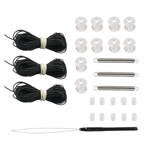 

27pcs / Set RV / Yacht Pleated Shade Accessories Pull Cord Double Wheel Plug Spring(Black)