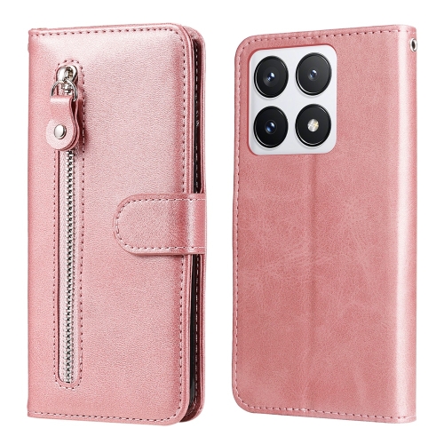 For Xiaomi 14T Pro Fashion Calf Texture Zipper Leather Phone Case(Rose Gold)