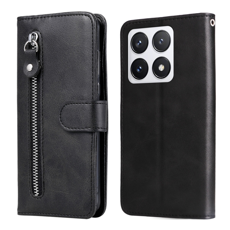 

For Xiaomi 14T Pro Fashion Calf Texture Zipper Leather Phone Case(Black)