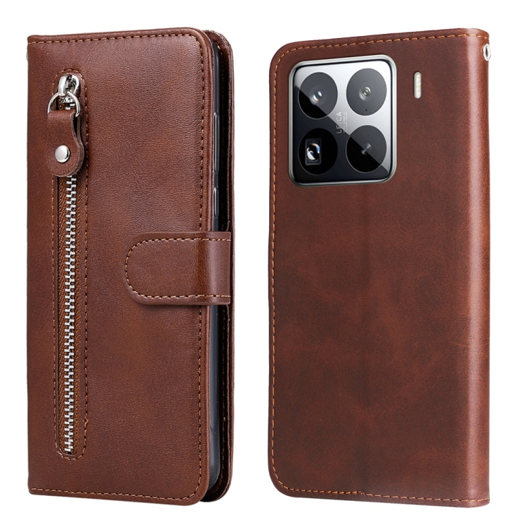 

For Xiaomi 15 Pro Fashion Calf Texture Zipper Leather Phone Case(Brown)