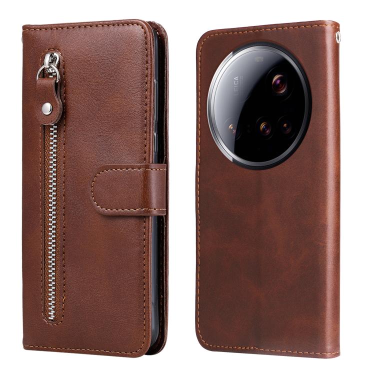 

For Xiaomi 15 Ultra Fashion Calf Texture Zipper Leather Phone Case(Brown)