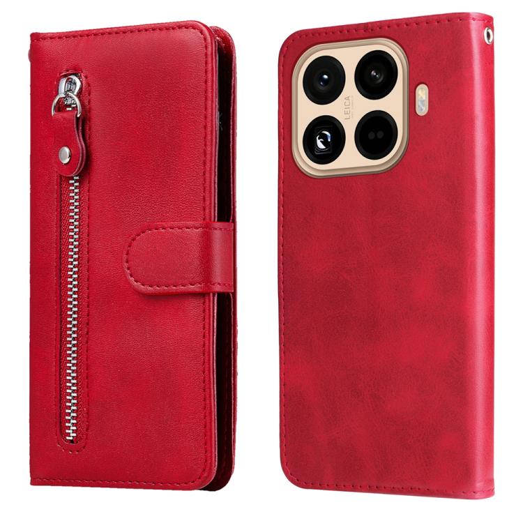 

For Xiaomi 15T Pro 5G Fashion Calf Texture Zipper Leather Phone Case(Red)