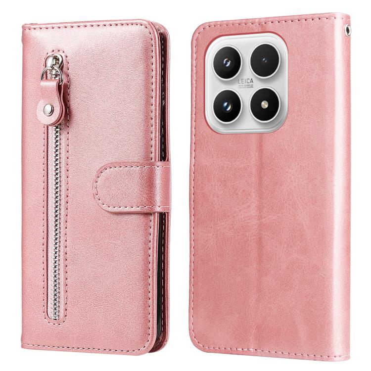 

For Xiaomi 17 Fashion Calf Texture Zipper Leather Phone Case(Rose Gold)