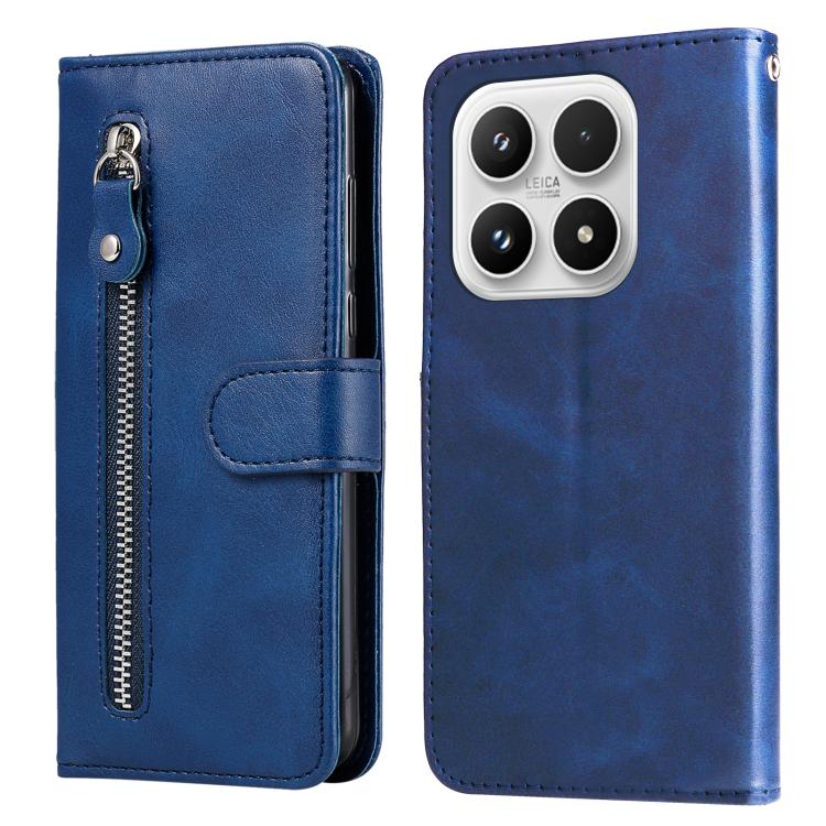 

For Xiaomi 17 Fashion Calf Texture Zipper Leather Phone Case(Blue)