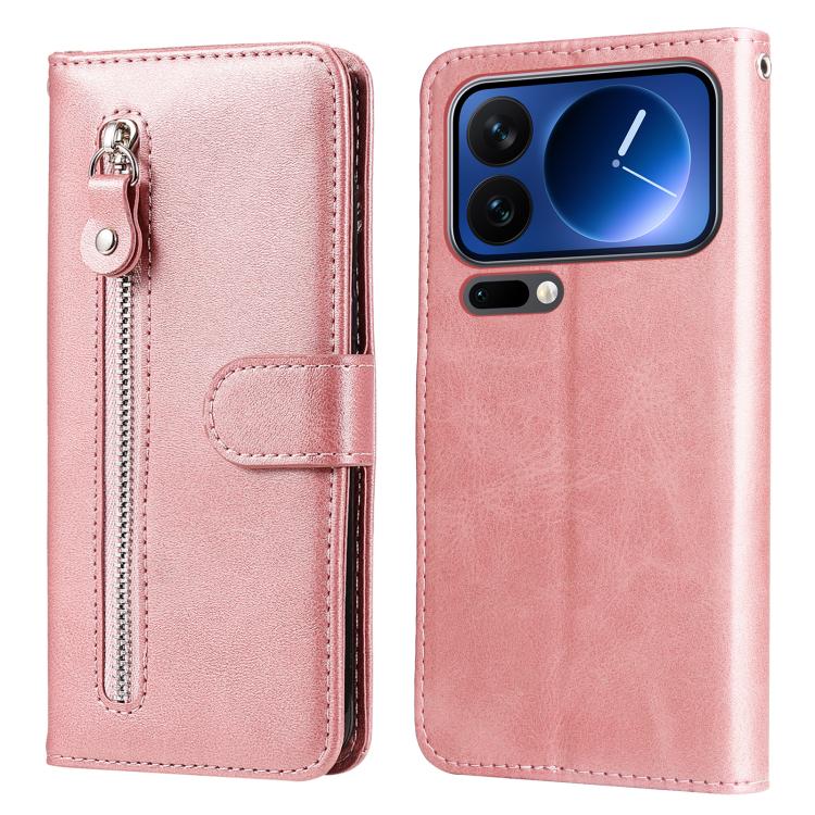 

For Xiaomi 17 Pro Fashion Calf Texture Zipper Leather Phone Case(Rose Gold)