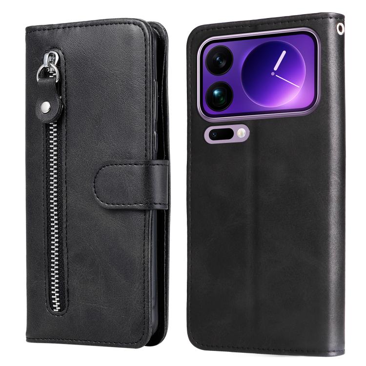 

For Xiaomi 17 Pro Max Fashion Calf Texture Zipper Leather Phone Case(Black)