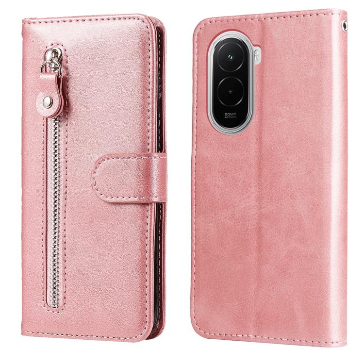 

For Xiaomi Poco M7 4G 171mm Fashion Calf Texture Zipper Leather Phone Case(Rose Gold)
