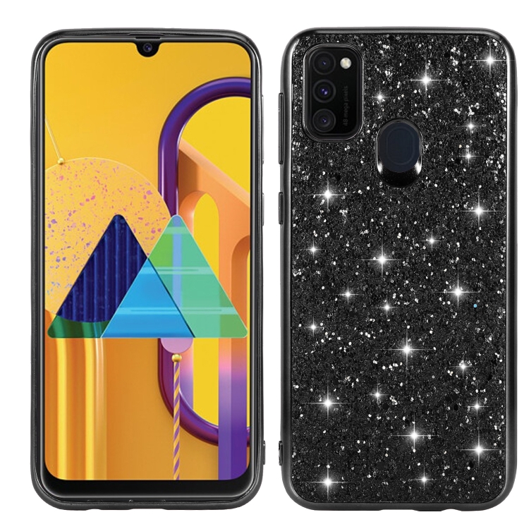 

For Samsung Galaxy A21s Glitter Powder Shockproof TPU Protective Case(Black)
