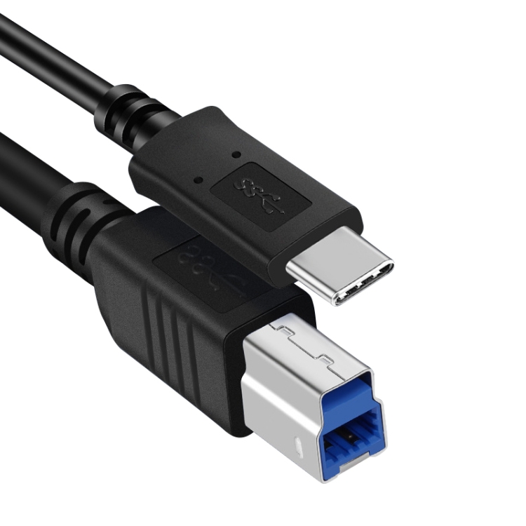

USB-C / Type-C3.1 to USB3.0 Male Square Port Printer Extension Data Cable, Length:1m(Black)