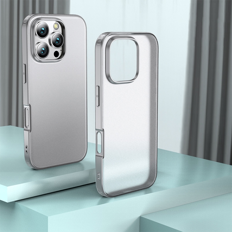 

For iPhone 16 Pro Armor Clear TPU Hard PC Phone Case(Grey)
