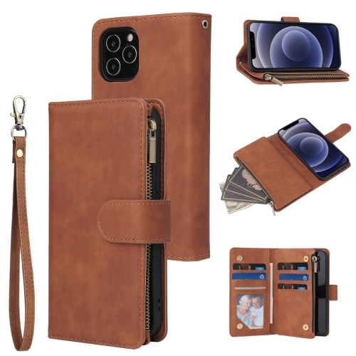 

For iPhone 12 mini Multifunctional Retro Frosted Horizontal Flip Leather Case with Card Slot & Holder & Zipper Wallet & Photo Frame & Lanyard(Brown)