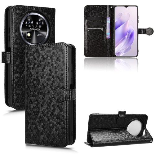 

For Oukitel C37 Honeycomb Dot Texture Leather Phone Case(Black)