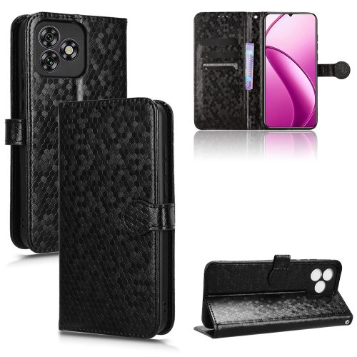 

For Oukitel C53 Honeycomb Dot Texture Leather Phone Case(Black)