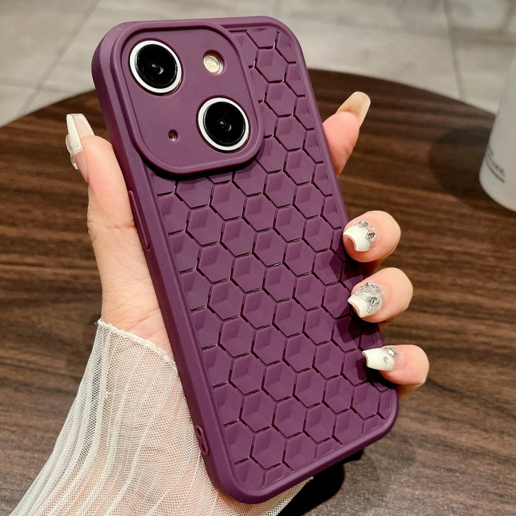 

For iPhone 14 Plus Honeycomb Cooling TPU Phone Case(Purple)
