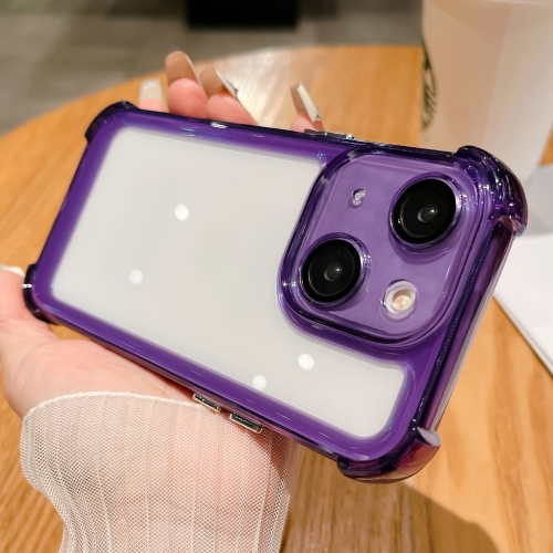 

For iPhone 15 Clear Acrylic + TPU Shockproof Phone Case(Purple)