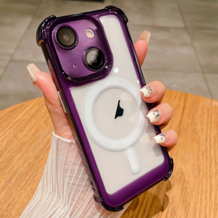 

For iPhone 15 Plus Clear Acrylic + TPU MagSafe Magnetic Phone Case(Purple)