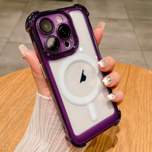 

For iPhone 14 Pro Clear Acrylic + TPU MagSafe Magnetic Phone Case(Purple)